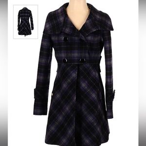 SOIA & KYO UKRAINE WOOL PURPLE PLAID JACKET COAT